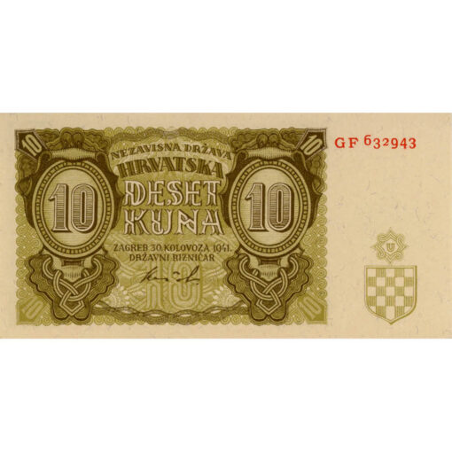 Kroatien - 10 Kuna 30.08.1941, (P.5b) Erh. UNC
