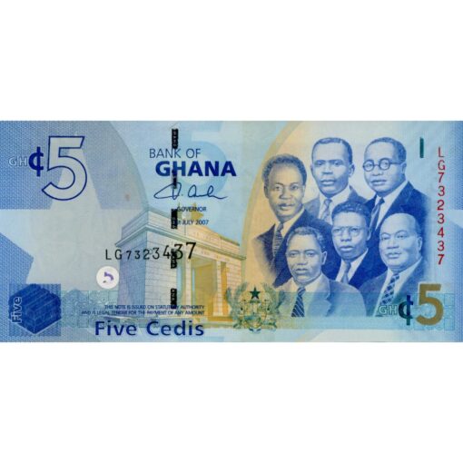 Ghana - 5 Cedis  1.7.2007, (P.38a) Erh. UNC