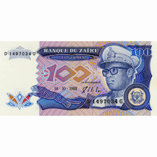 Zaire - 100  Zaires 14.10.1988, (P.33a) Erh. UNC