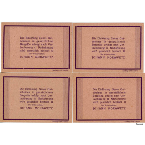 Tafelberg (OÖ) - 30,50,75,90 Heller o.D (1920), Kartonpapier rosa, Auflage 250 Serien, (KKN.S1054)II)g) Erh. I/I-