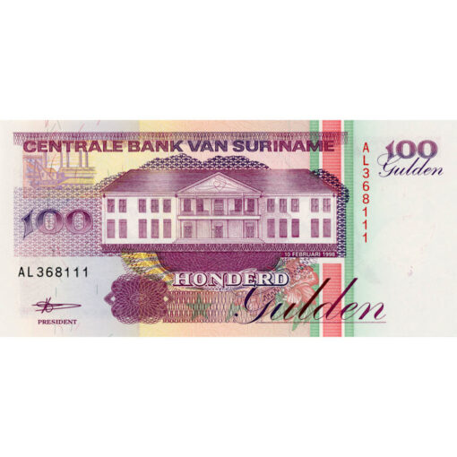 Suriname  - 100 Gulden 10.2.1998, (P.139b) Erh. UNC