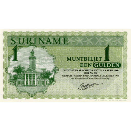 Suriname - 1 Gulden 1.12.1984, (P.116h) Erh. UNC