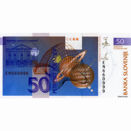 Slovenien - 50 Tolarjew 1992, (P.13a) Erh. UNC – Bild 2