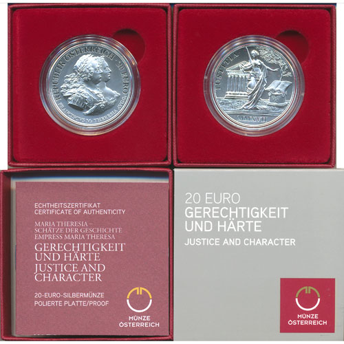 20 Euro 2017, Gerechtigkeit und Härte, (AMK.39) Erh. PP, im Etui mit nummeriertem Zertifikat und Schuber,