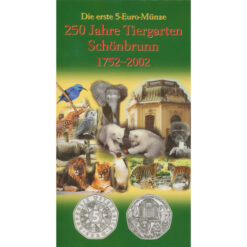 5 Euro 2002, **250 J. Tiergarten Schönbrunn**, (ANK.1b/KM.3091) Erh. hgh./Blister
