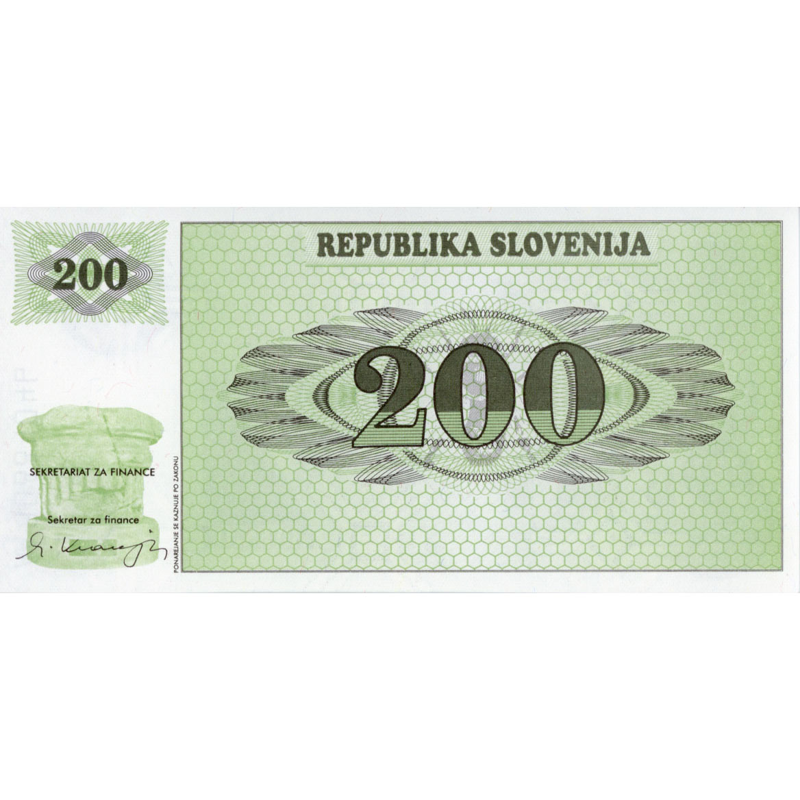 Slovenien - 200 Tolarjew 1990, (P.7a) Erh. UNC