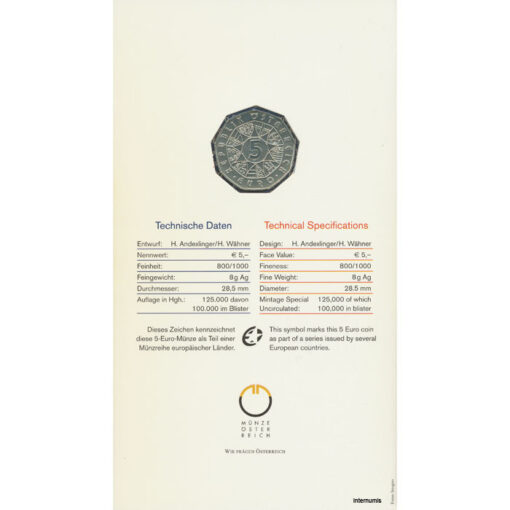 5 Euro 2005, **Europahymne**, (ANK. 6b / KM.3120) Erh. hgh./Blister – Bild 2