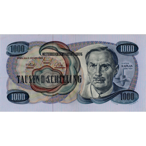 Österr.Nationalbank - 1000 Schilling 1961, Vs.V.Kaplan, Rs.Donaukraftwerk Ybbs - Persenbeug, (KK.246/P.141a/ANK 276) Erh. II