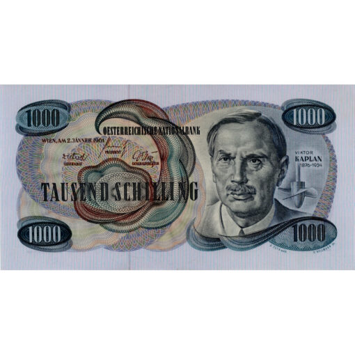 Österr.Nationalbank - 1000 Schilling 1961, Vs.V.Kaplan, Rs.Donaukraftwerk Ybbs - Persenbeug, (KK.246/P.141a/ANK 276) Erh. III+