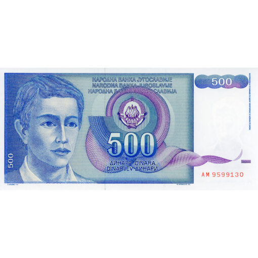 Jugoslawien - 500 Dinara 1.3.1990, (P.106) Erh. UNC