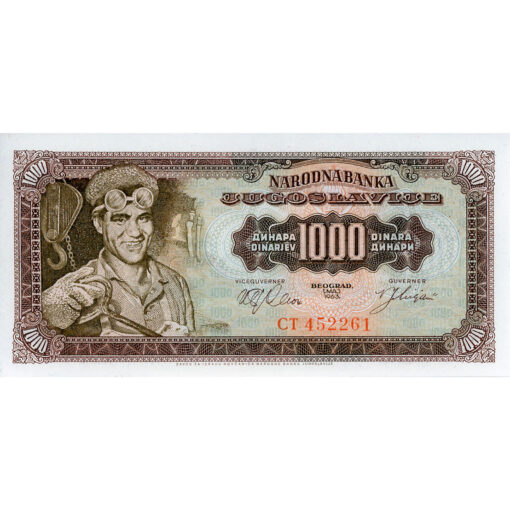 Jugoslawien - 1000 Dinara 1963, (P.75) Erh. Au