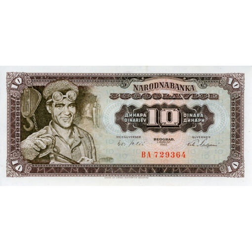 Jugoslawien - 10 Dinara 1965, (P.78a) Erh. UNC