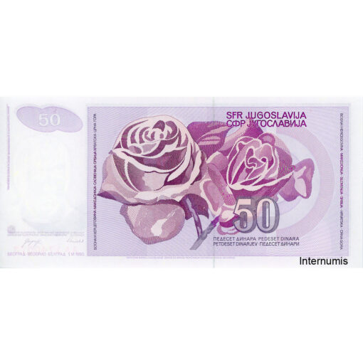 Jugoslawien - 50 Dinara 1.6.1990, (P.104) Erh. UNC – Bild 2