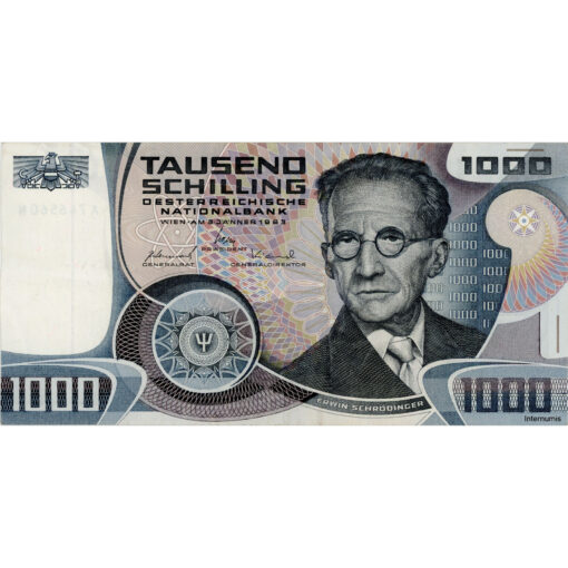 Österr.Nationalbank - 1000 Schilling 1983, Vs. Erwin Schrödinger, Rs.Uni Wien, KN.schwarz , (KK.255a/ANK285/P.152/1) Erh. III