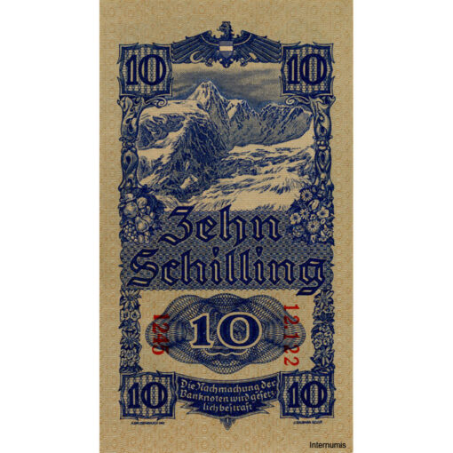 Österr.Nationalbank - 10 Schilling 1945, KN.5 stellig, Papier dick, Rs.Großglockner, (KK. 221a/P114/ANK 251a) Erh. I – Bild 2