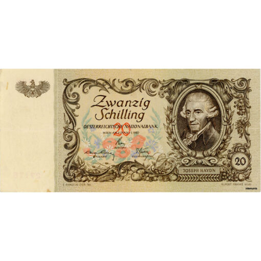 Österr.Nationalbank - 20 Schilling 1950, Vs.Joseph Haydn, Rs.Bergkirche in Eisenstadt, Berichtigte Druckplatte (OESTERREICHISCHE) (KK.237b/ANK 267b/P.129a) Erh. III-