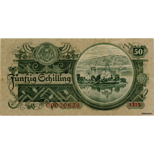 Österr.Nationalbank - 50 Schilling 1945, Wasserzeichen breite Linien, (KK.226a/7ANK 268/P.126) Erh. III – Bild 2