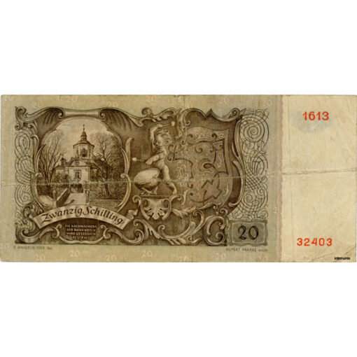 Österr.Nationalbank - 20 Schilling 1950, Vs.Joseph Haydn, Rs.Bergkirche in Eisenstadt, Berichtigte Druckplatte (OESTERREICHISCHE) (KK.237b/ANK 267b/P.129a) Erh. IV+ – Bild 2
