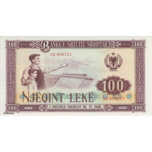 Albanien - 100 Leke 1976, (P.46a/1) Erh. AU – Bild 2