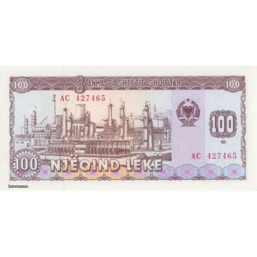 Albanien - 100 Leke 1991, (P.47) Erh. AU – Bild 2