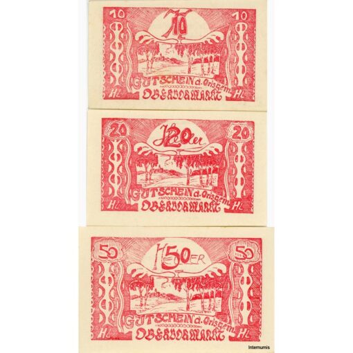 Obervormarkt(OÖ) - 10,20,50 Heller (-31.12.1921),P.weiß, Dr.Bs.rot, 2.Auflage, 300 Stück, (KKN.S696)II)b) Erh. I – Bild 2