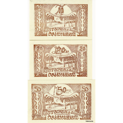 Obervormarkt(OÖ) - 10,20,50 Heller (-31.12.1921),Kreidepapier weiß, Dr.Bs.braun, 2.Auflage, 60 Stück, (KKN.S696)II)h) Erh. I – Bild 2