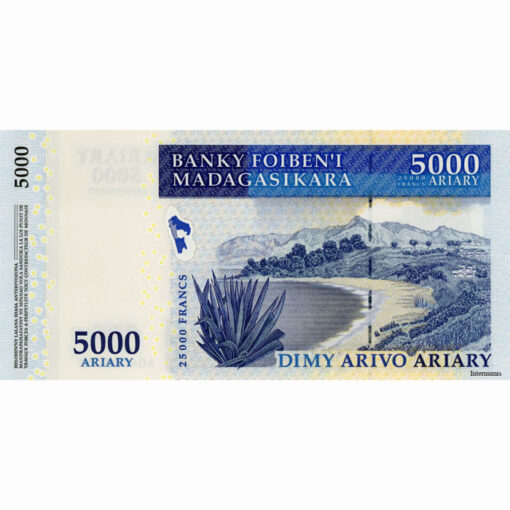 Madagascar  - 5000 Ariary  = 25.000 Francs ND(2003), (P.84) Erh. UNC – Bild 2