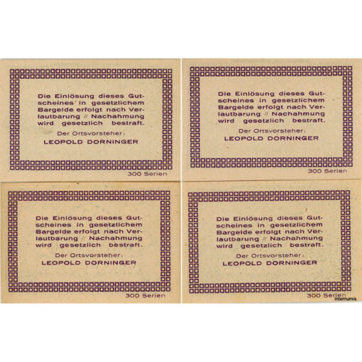 Oberwolfern(OÖ) - 20,50,75,90 Heller o.D., Dr.Bs.blau, Auflage 300 Serien, (KKN.S699)III)a) Erh. I/I-