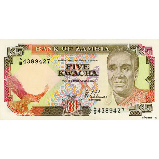 Sambia - 5 Kwacha ND(1989), (P.30a) Erh. UNC