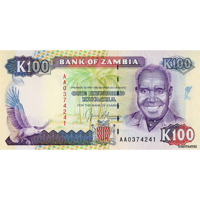 Sambia - 100 Kwacha ND(1991), (P.34a) Erh. UNC