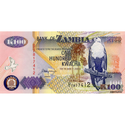 Sambia - 100 Kwacha 2001, (P.38c) Erh. UNC