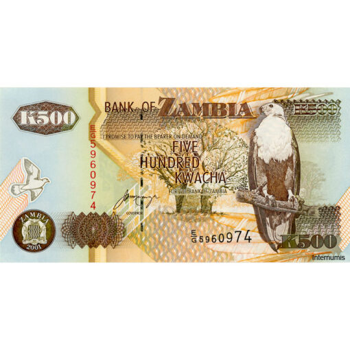 Sambia - 500 Kwacha 2001, (P.39c) Erh. UNC