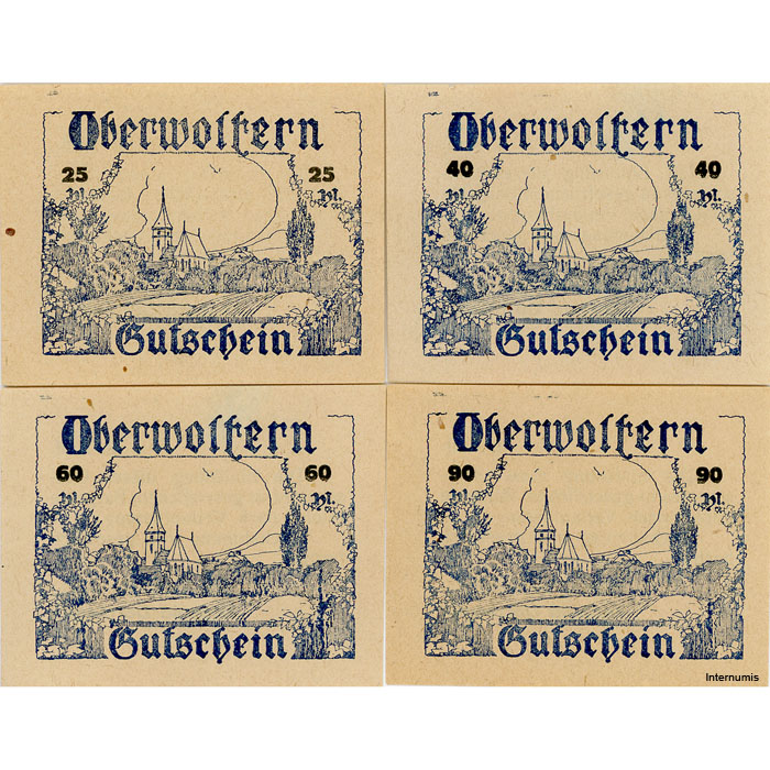 Oberwolfern(OÖ) - 25,40,60,90 Heller o.D., Dr.Bs.blau, II.Auflage, Familie 4, (KKN.S699)II)a) Erh. I/I- – Bild 2