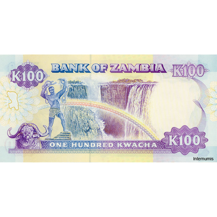 Sambia - 100 Kwacha ND(1991), (P.34a) Erh. UNC – Bild 2