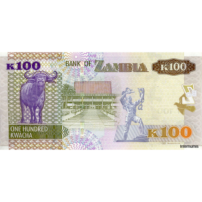 Sambia - 100 Kwacha 2012, (P.54a) Erh. UNC – Bild 2