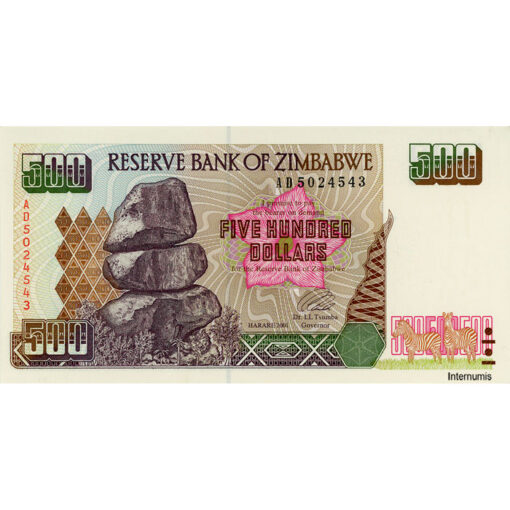 Zimbabwe - 500 Dollars 2001, (P.11a) Erh. UNC