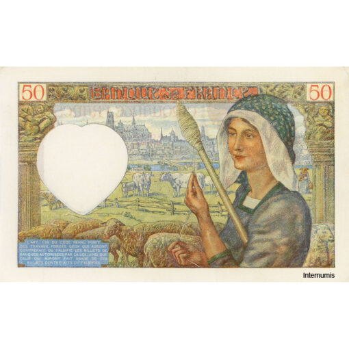 Frankreich - 50 Francs 20.11.1941, (P.93) Erh. AU – Bild 2