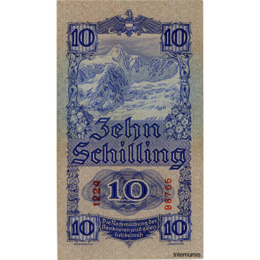 Österr.Nationalbank - 10 Schilling 1933, Vs. Wachauerin vor Ruine Aggstein, Rs. Großglockner, (KK.189b/ AMK 222b/P.99b) Erh. III+ – Bild 2