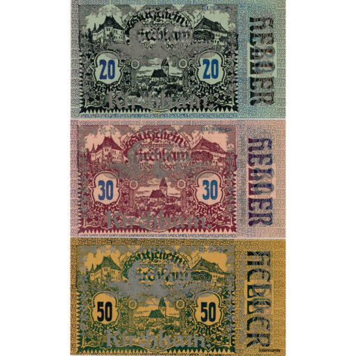 Kirchham(OÖ) - 20,30,50 Heller (-9.5.1920), III.Auflage, Bildseite: Aufdruck 2 Engeln u.Kirchham u.Spezial-Auflage 100 Serien in Silber, (KKN.S446)VII)c) Erh. I – Bild 2