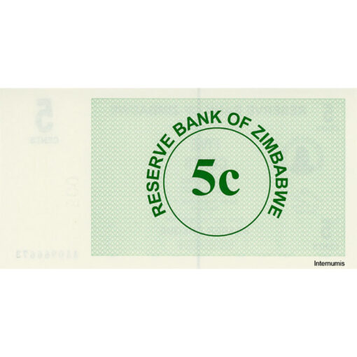 Zimbabwe - 5 Cents 1.8.2006, (P.34) Erh. UNC – Bild 2