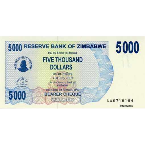Zimbabwe - 5000 Dollars 1.2.2007, (P.45) Erh. UNC