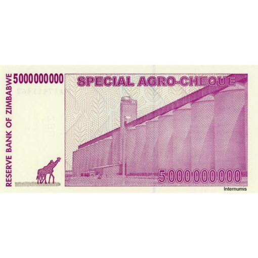 Zimbabwe - 5 Milliarden Dollars 15.5.2008, (P.61) Erh. UNC – Bild 2