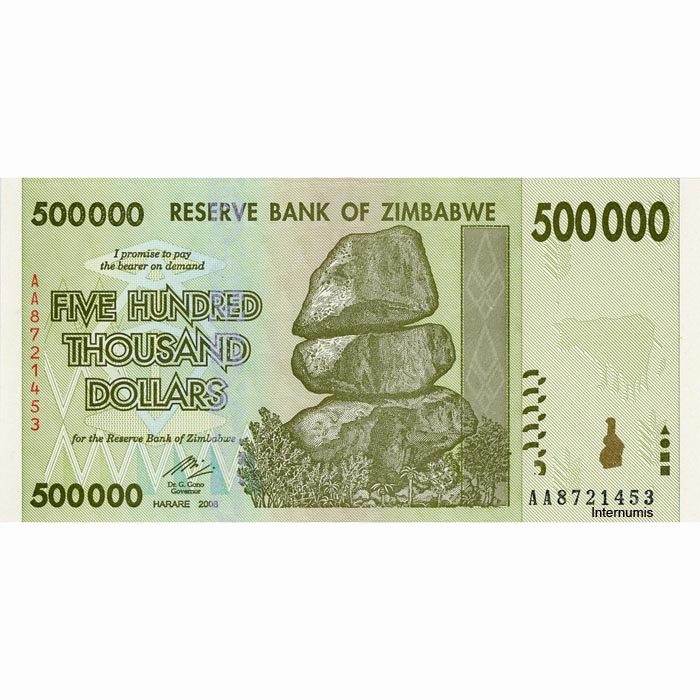Zimbabwe - 500.000 Dollars 2008, (P.76) Erh. UNC