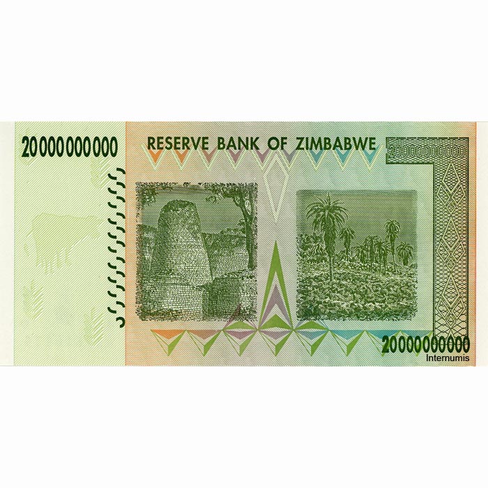 Zimbabwe - 20 Milliarden (Billionen) Dollars 2008, (P.86) Erh. UNC – Bild 2