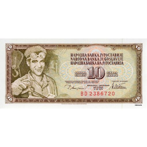 Jugoslawien - 10 Dinara 12.8.1978, (P.87a) Erh. UNC