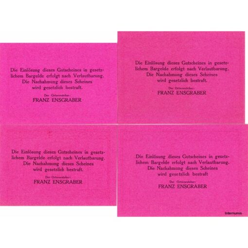 Maria Laah(OÖ) - 30,50,75,90 Heller o.D.,Papier rot, Druck Vs. schwarz, Bildseite rot, (KKN:S585)I)b) Erh. I