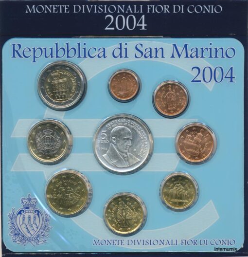 San Marino - Offizieller Kursmünzensatz inkl.5 Euromünze 2004  Erh. stgl.im Blister – Bild 2