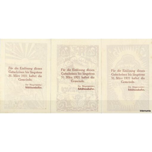 Lanzenberg(OÖ) - 10,20,50 Heller o.D.(- 31.3.1921), Papier glatt weiss, Vs.Druck braun, Rs. Druck braun, (KKN.S504)II)b) Erh. I
