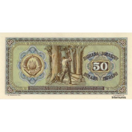 Jugoslawien - 50 Dinara 1.5.1946, (P.64b) Erh. Au – Bild 2