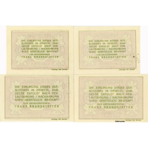 Firsching (OÖ) - 30,50,75,90 Heller o.D., Leinenpapier o.Gmstpl., Auflage 225 Serien, (KKN.S201)II)f) Erh. I/I-